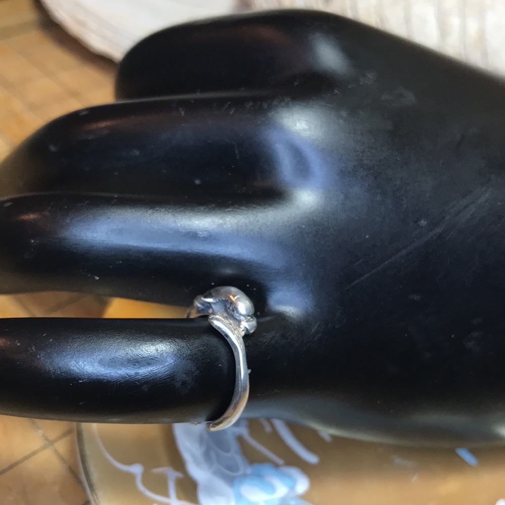925 Solid Sterling Silver Dolphin Ring Size 3 Adj… - image 6